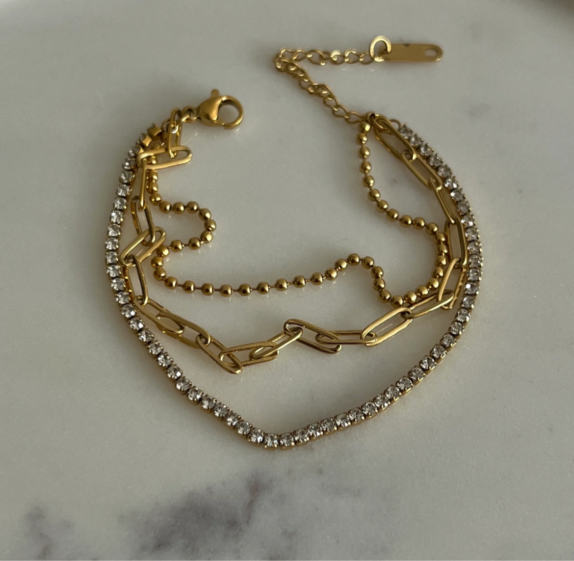 Triple layer bracelet