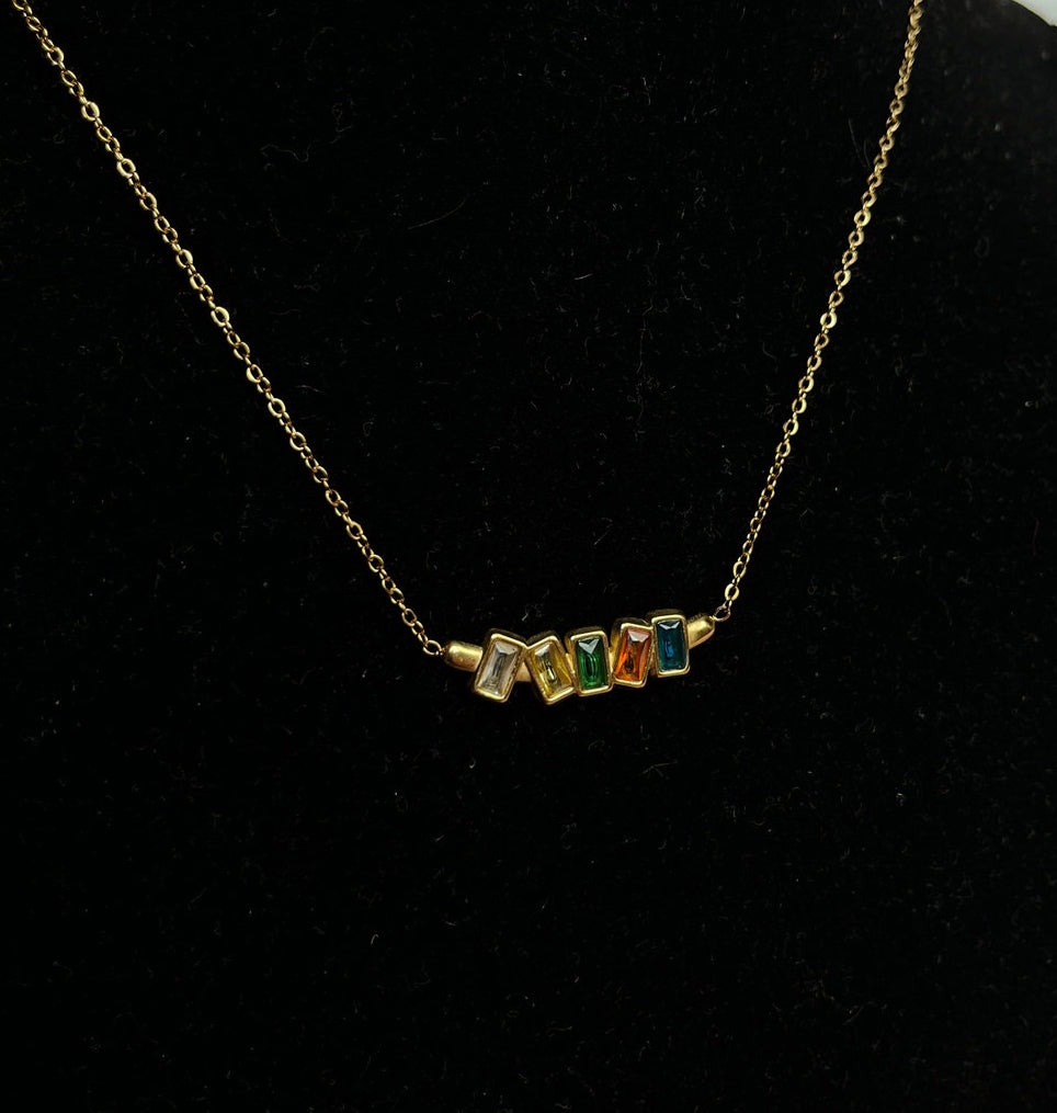 Multicolored bar necklace