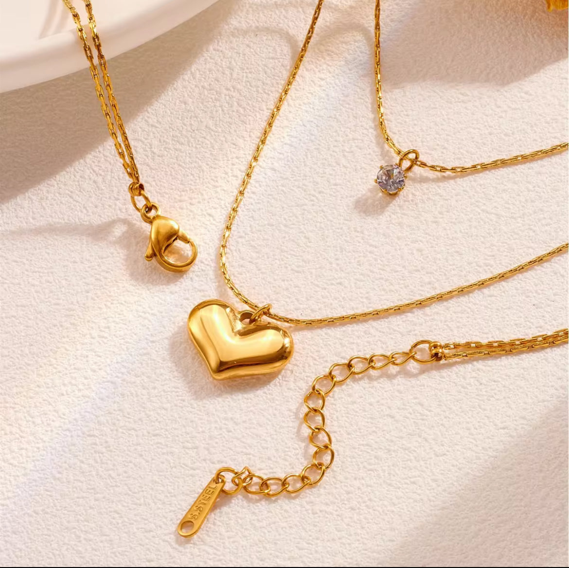 Heart layer necklace