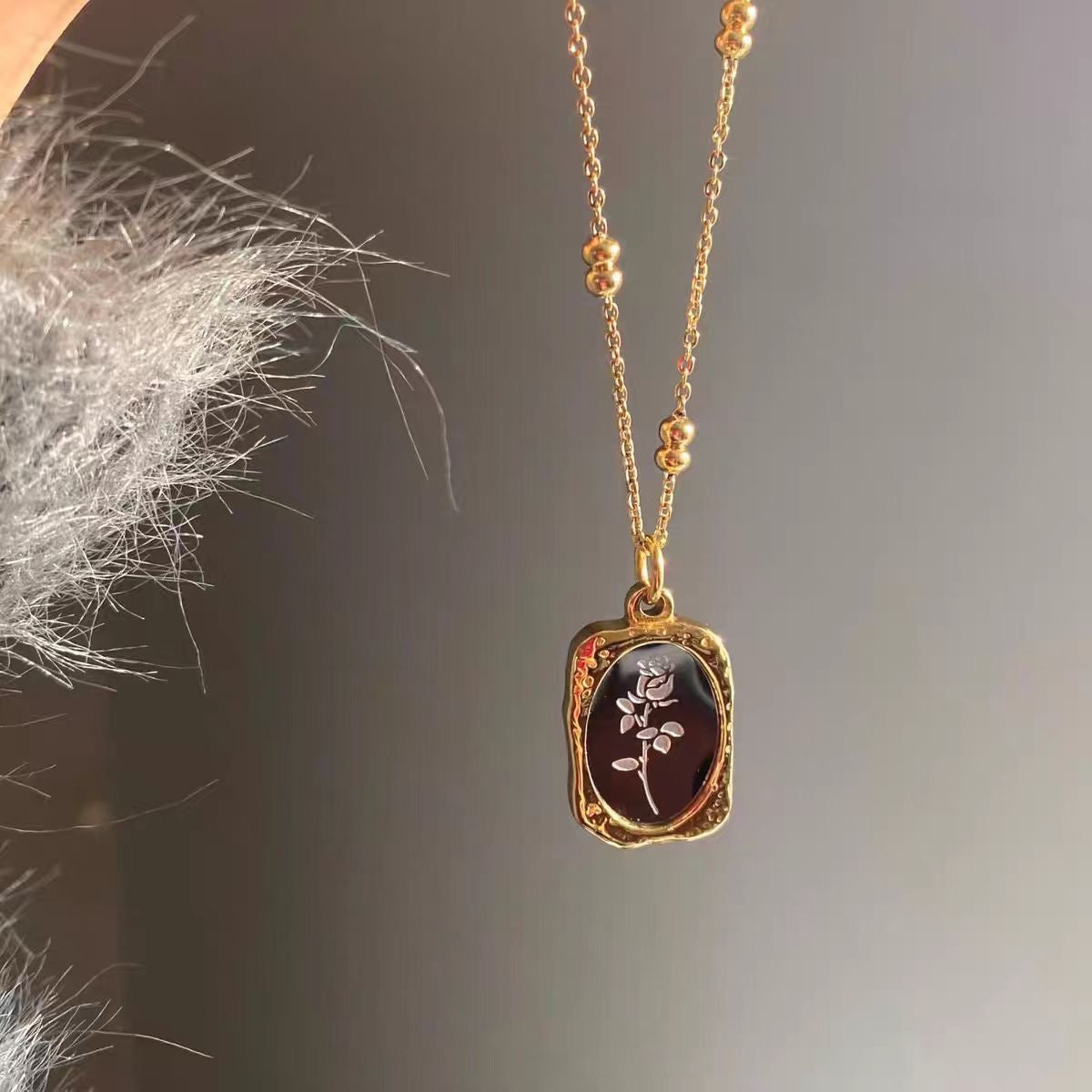 Vintage rose necklace
