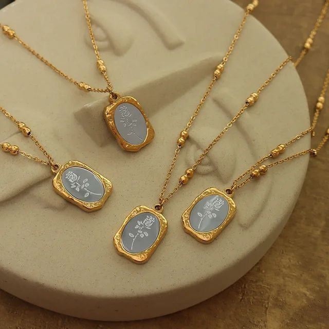 Vintage rose necklace
