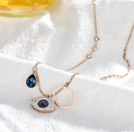 rose gold Evil eye necklace