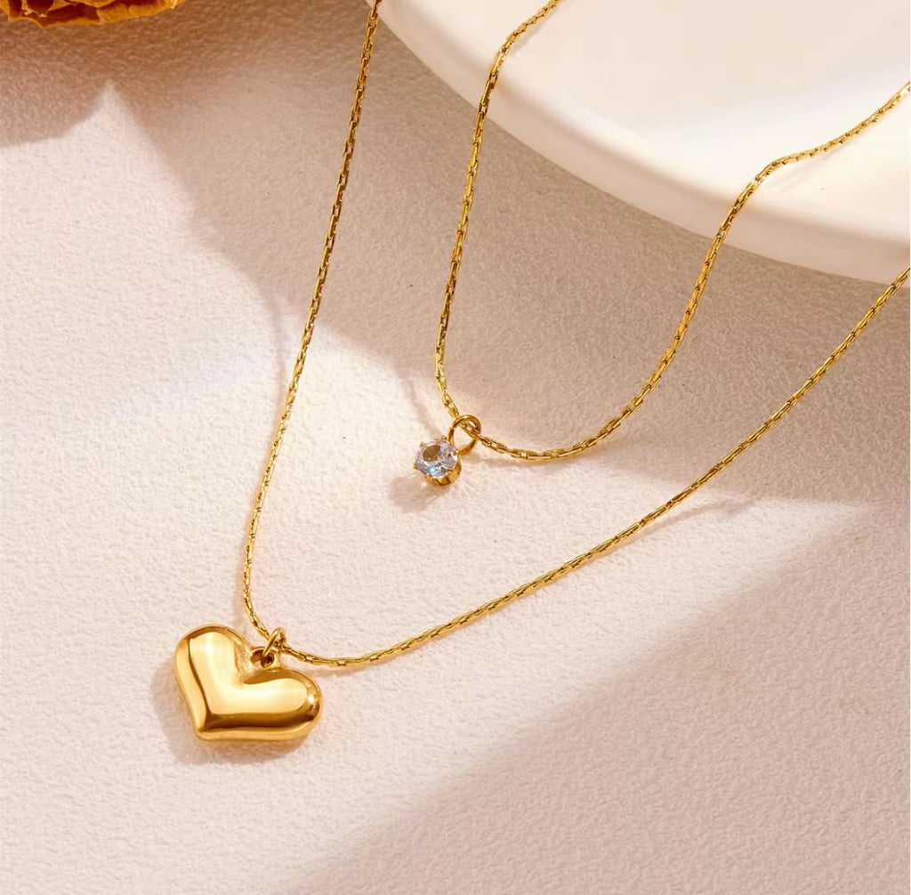 Heart layer necklace