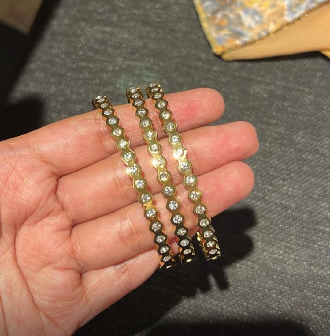 Honeycomb studded kada bracelet ( baby size )
