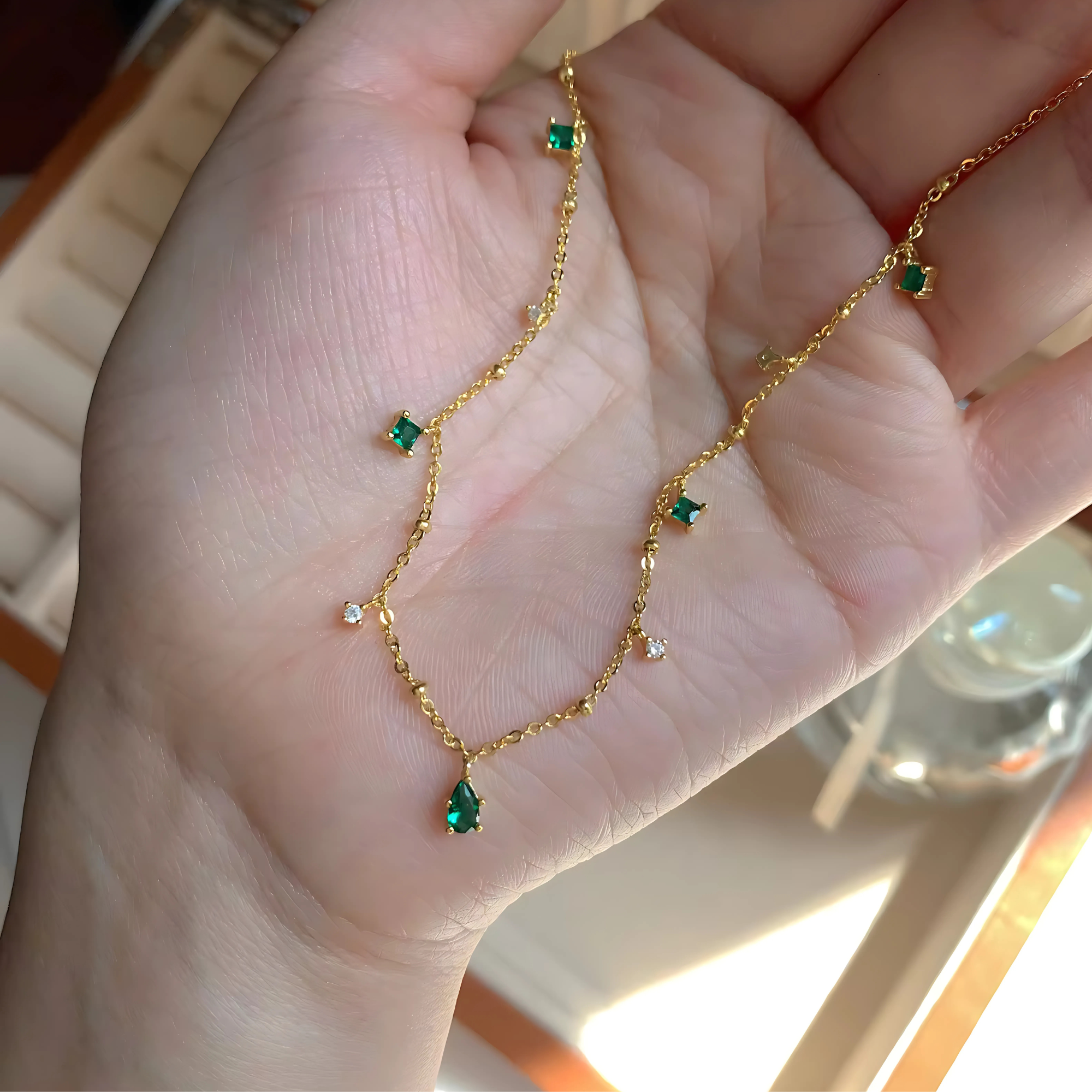 Emerald drop necklace