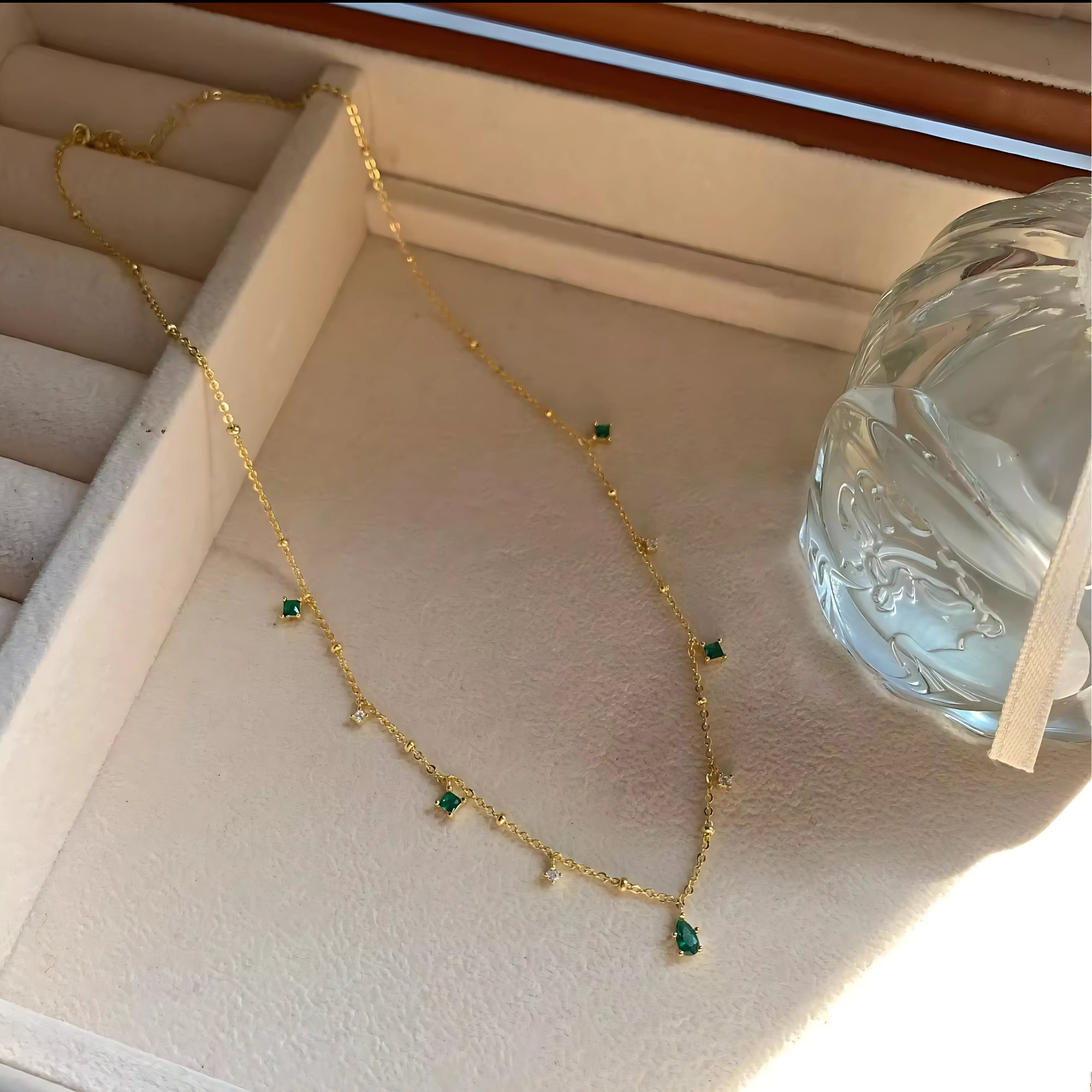 Emerald drop necklace