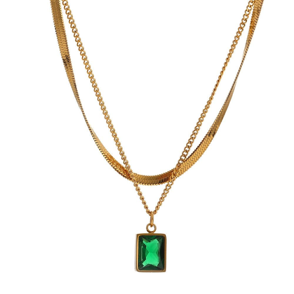 Emerald layer necklace