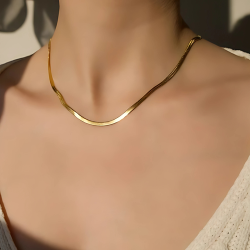 3mm herringbone snake chain  gold